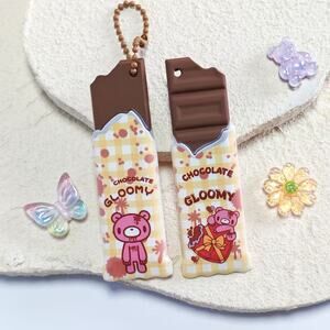Cute Gloomy Bear Kawaii Yellow Chocolate Candy Bar Keychain Pendant Charm
